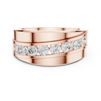 10K White Gold Men's Bypass Channel Set Moissanite Diamond Band Ring