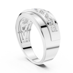 10K White Gold Men's Bypass Channel Set Moissanite Diamond Band Ring