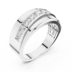 10K White Gold Men's Bypass Channel Set Moissanite Diamond Band Ring