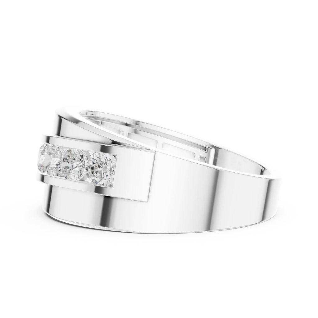 10K White Gold Men's Bypass Channel Set Moissanite Diamond Band Ring