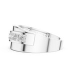 10K White Gold Men's Bypass Channel Set Moissanite Diamond Band Ring