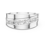 10K White Gold Men's Bypass Channel Set Moissanite Diamond Band Ring