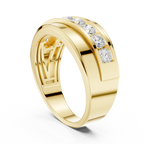 10K White Gold Men's Bypass Channel Set Moissanite Diamond Band Ring