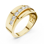 10K White Gold Men's Bypass Channel Set Moissanite Diamond Band Ring