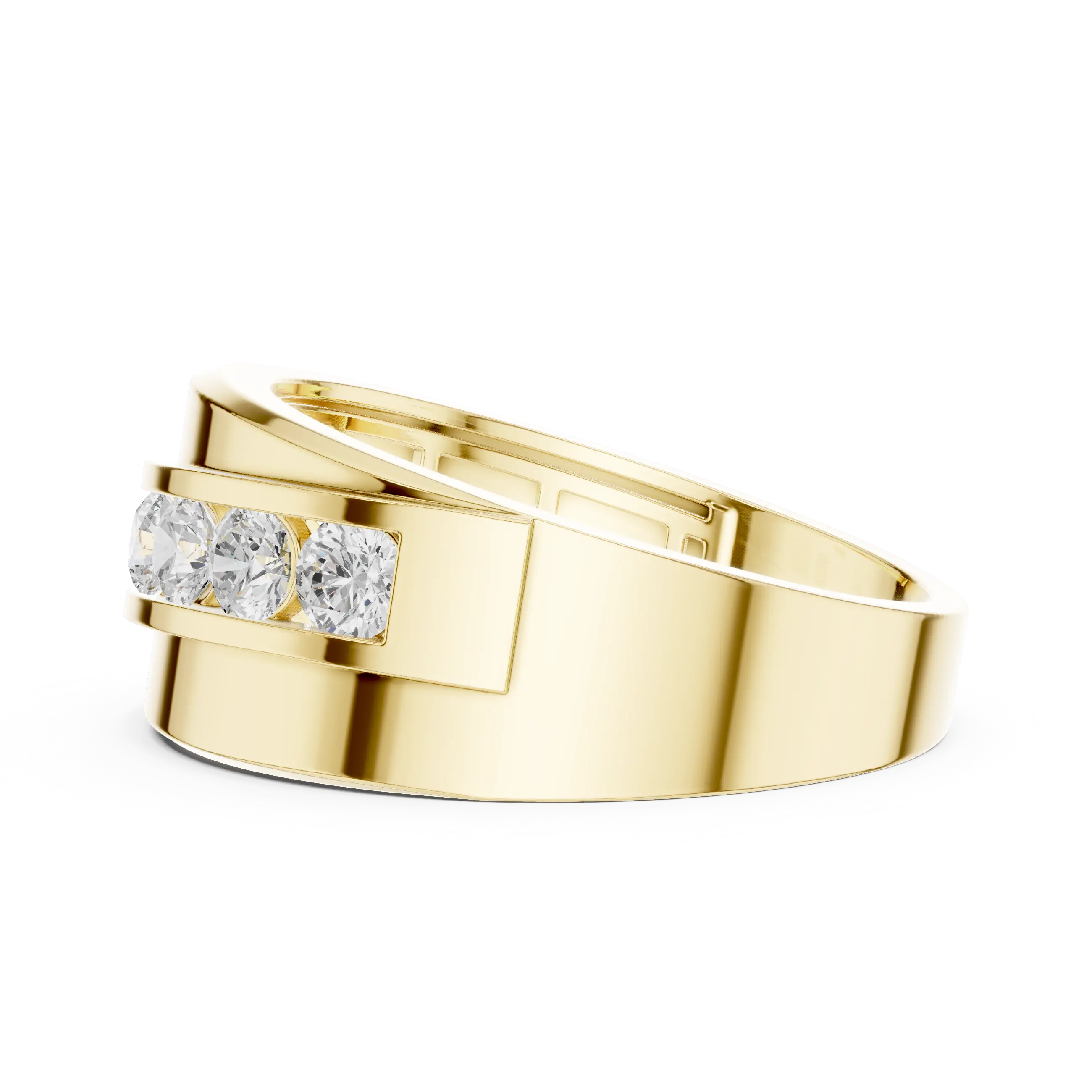 10K White Gold Men's Bypass Channel Set Moissanite Diamond Band Ring