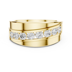 10K White Gold Men's Bypass Channel Set Moissanite Diamond Band Ring