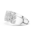 10K White Gold Triple Row Marquise & Round Diamond Cluster Band