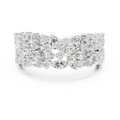 10K White Gold Triple Row Marquise & Round Diamond Cluster Band