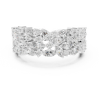 10K White Gold Triple Row Marquise & Round Diamond Cluster Band