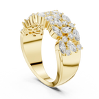 10K White Gold Triple Row Marquise & Round Diamond Cluster Band