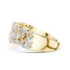 10K White Gold Triple Row Marquise & Round Diamond Cluster Band