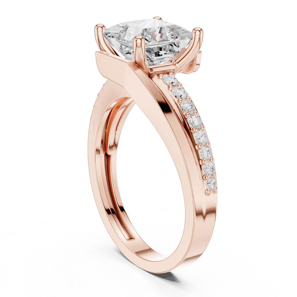 14K White Gold Men's Princess Cut Diamond Bypass Ring