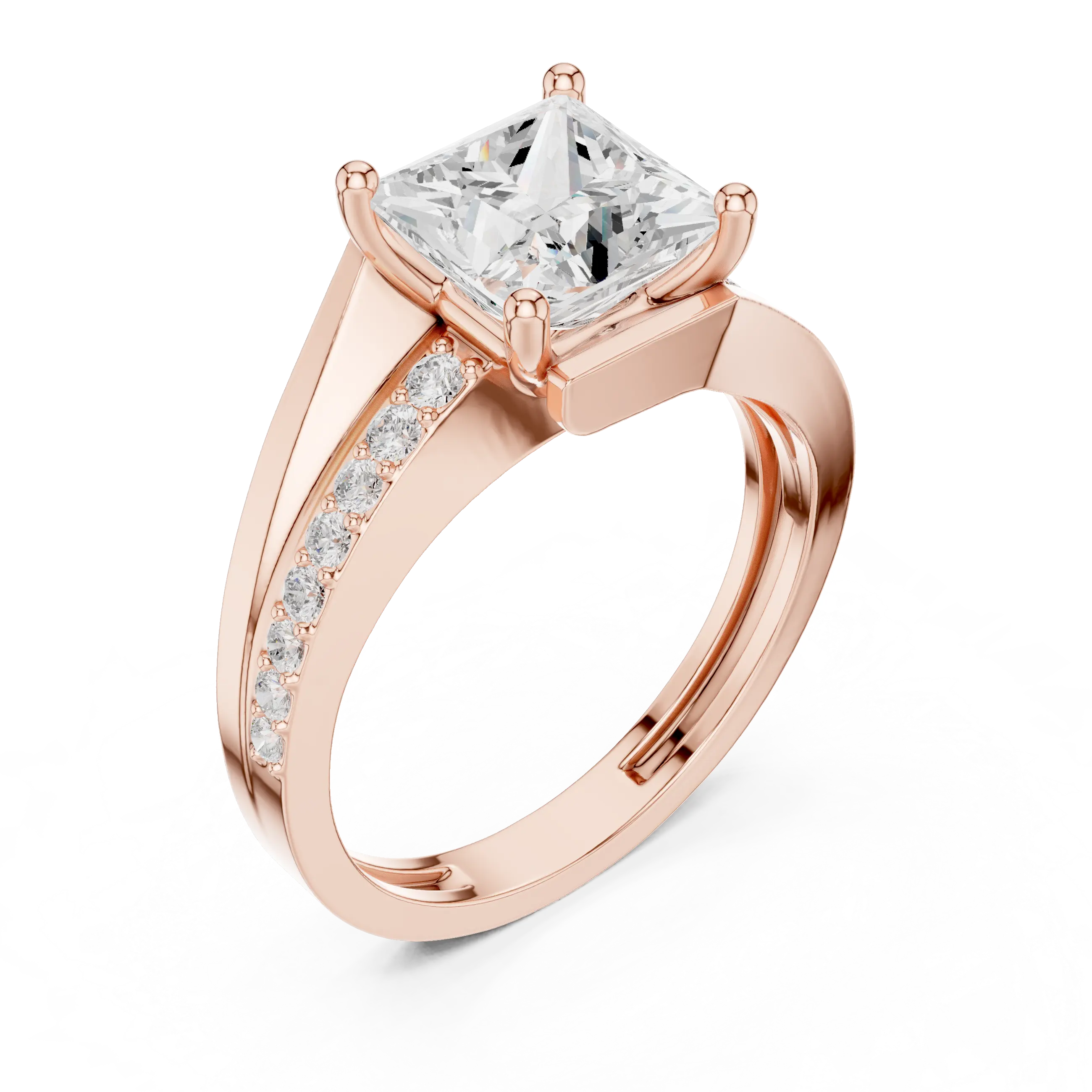 14K White Gold Men's Princess Cut Diamond Bypass Ring