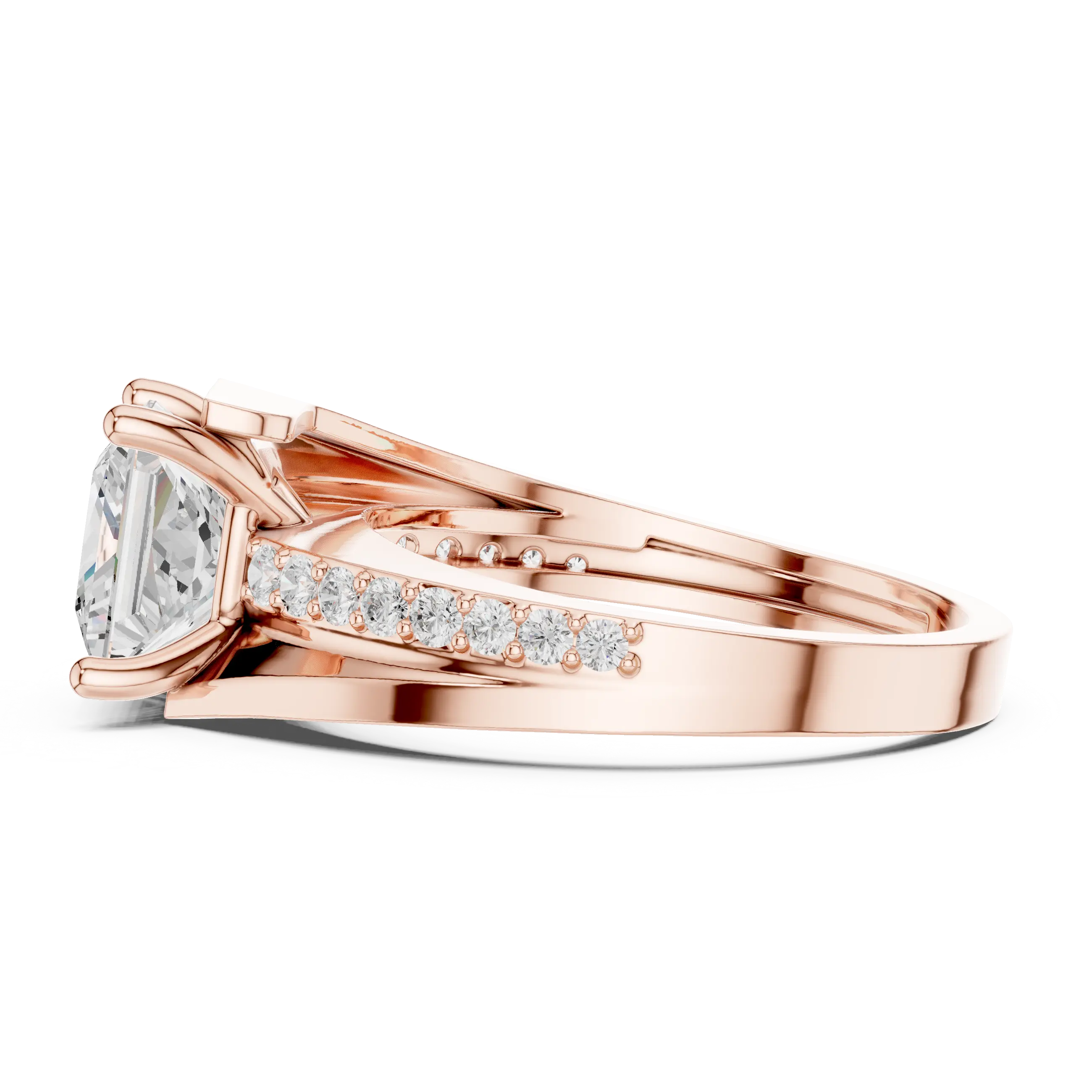 14K White Gold Men's Princess Cut Diamond Bypass Ring