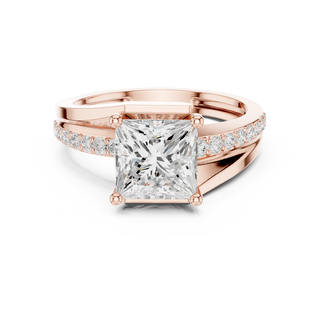 14K White Gold Men's Princess Cut Diamond Bypass Ring
