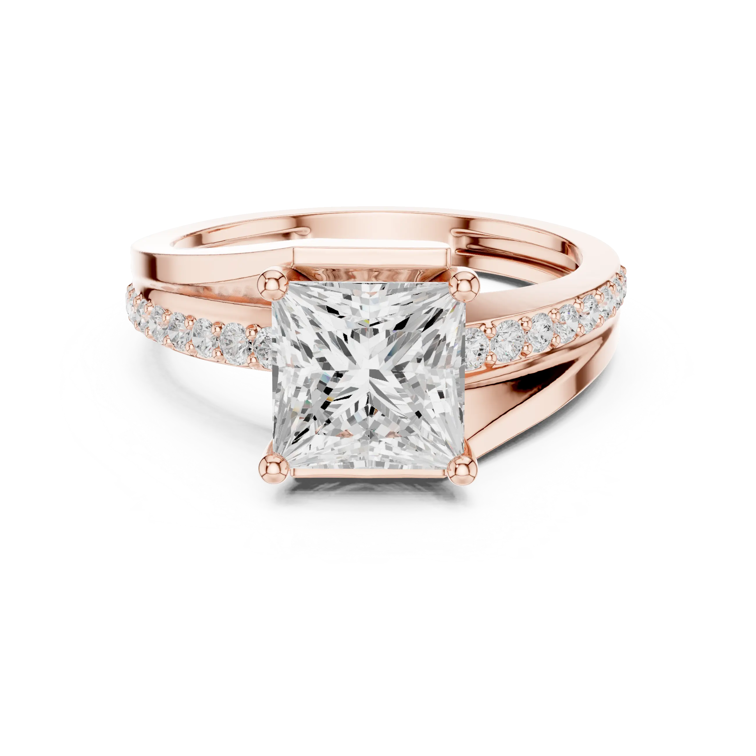 14K White Gold Men's Princess Cut Diamond Bypass Ring