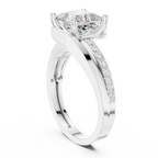 14K White Gold Men's Princess Cut Diamond Bypass Ring