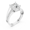 14K White Gold Men's Princess Cut Diamond Bypass Ring