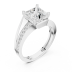 14K White Gold Men's Princess Cut Diamond Bypass Ring
