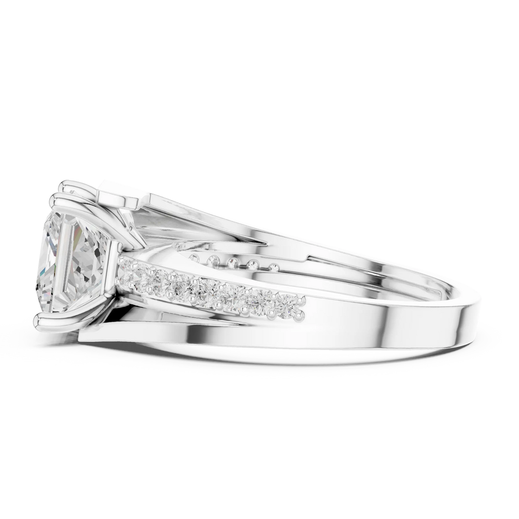 14K White Gold Men's Princess Cut Diamond Bypass Ring