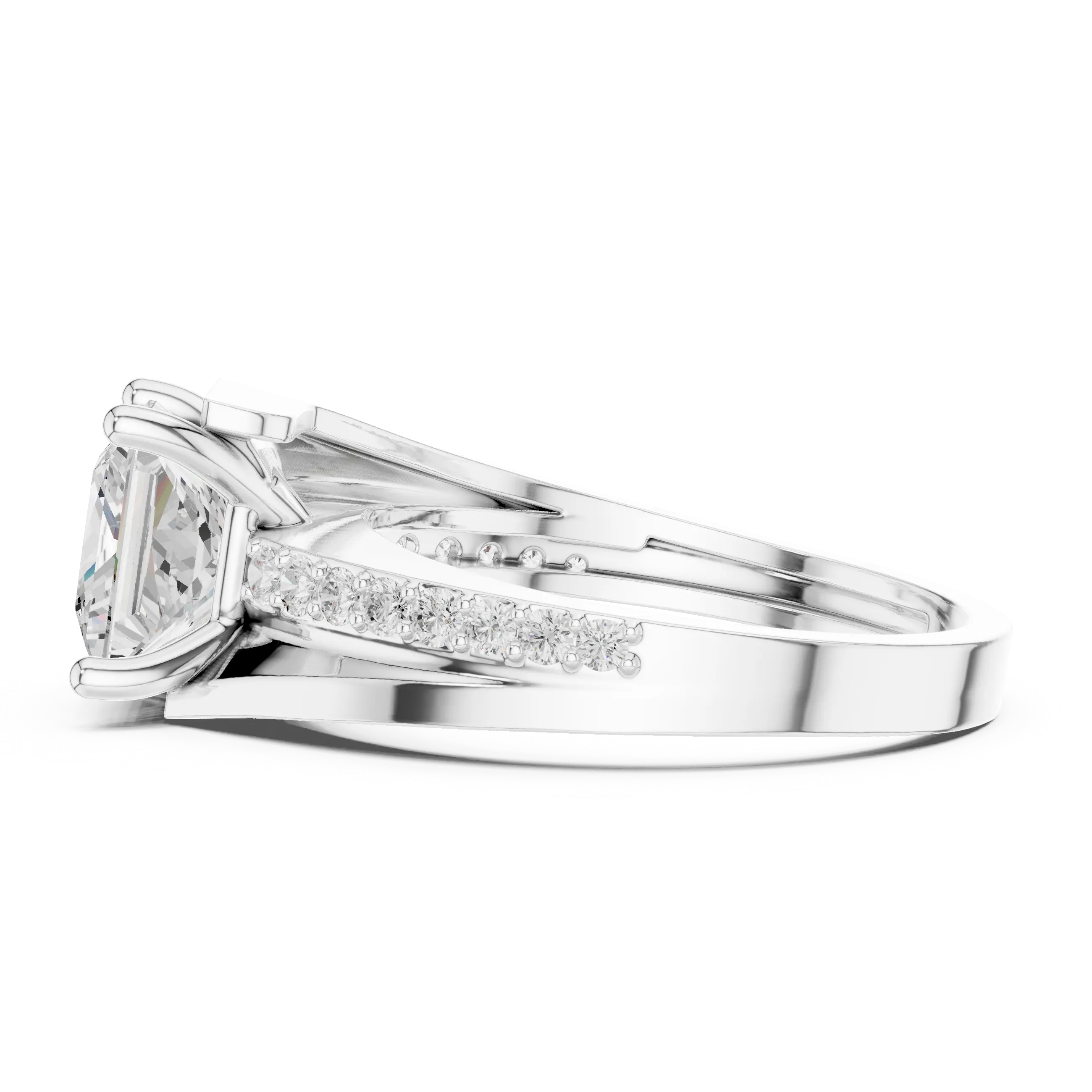 14K White Gold Men's Princess Cut Diamond Bypass Ring