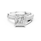 14K White Gold Men's Princess Cut Diamond Bypass Ring