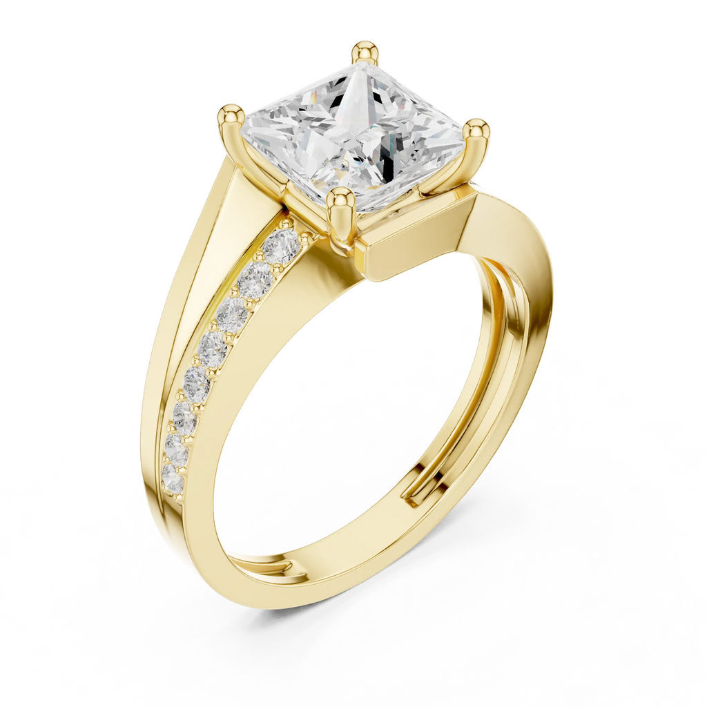 14K White Gold Men's Princess Cut Diamond Bypass Ring