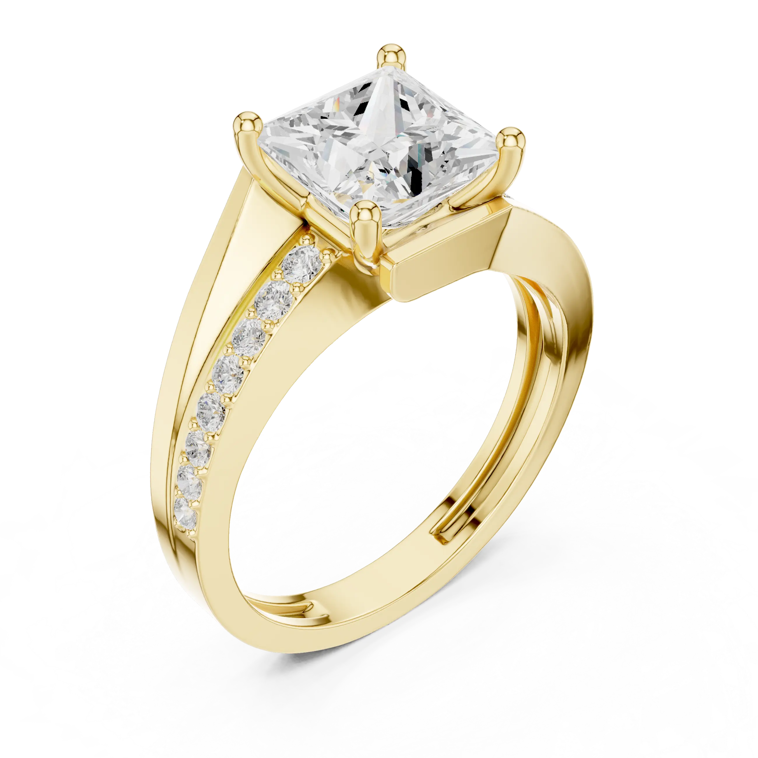 14K White Gold Men's Princess Cut Diamond Bypass Ring