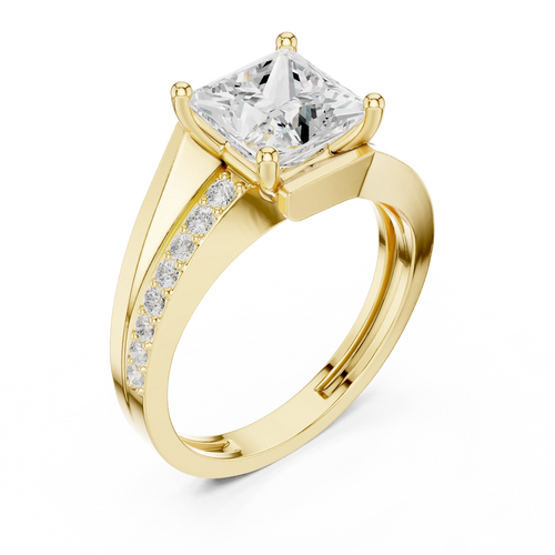 14K White Gold Men's Princess Cut Diamond Bypass Ring