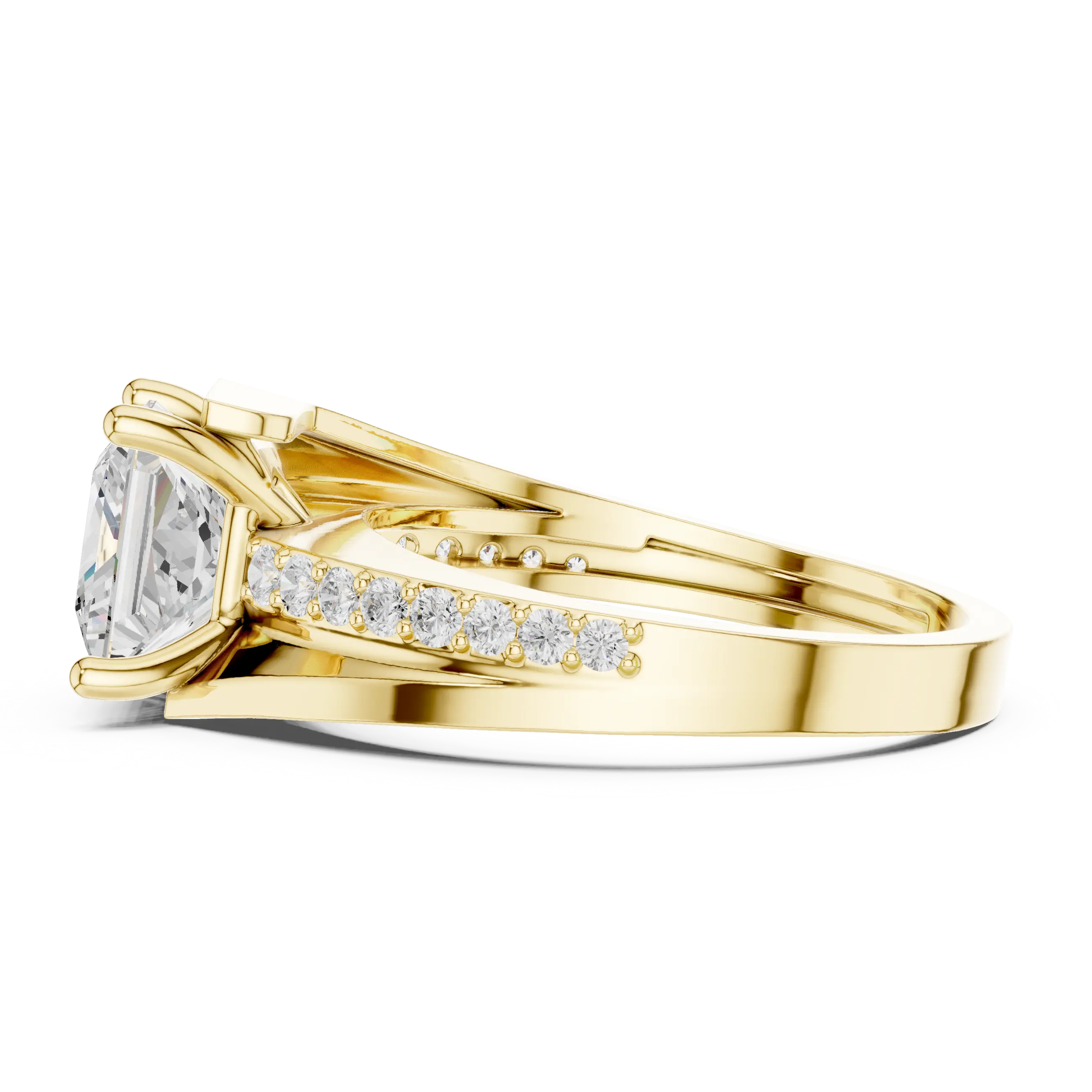 14K White Gold Men's Princess Cut Diamond Bypass Ring