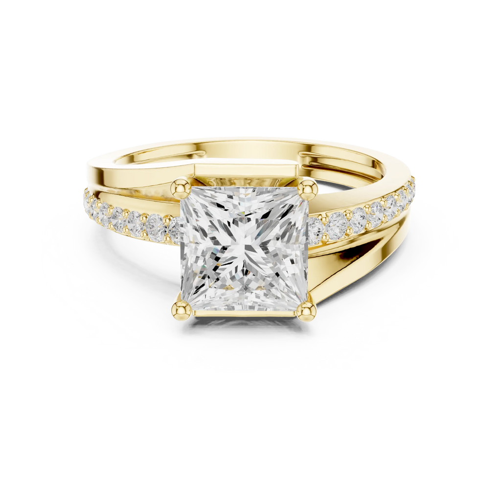 14K White Gold Men's Princess Cut Diamond Bypass Ring