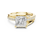 14K White Gold Men's Princess Cut Diamond Bypass Ring