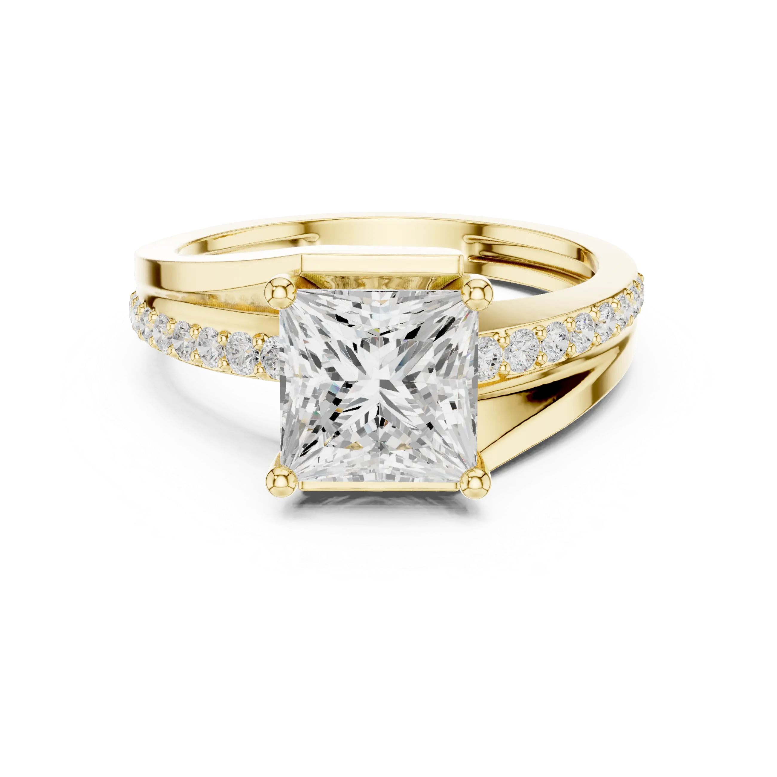 14K White Gold Men's Princess Cut Diamond Bypass Ring