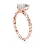 10K White Gold Heart Cut Diamond Twisted Rope Engagement Ring