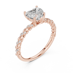 10K White Gold Heart Cut Diamond Twisted Rope Engagement Ring