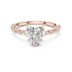 10K White Gold Heart Cut Diamond Twisted Rope Engagement Ring