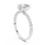 10K White Gold Heart Cut Diamond Twisted Rope Engagement Ring