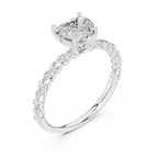 10K White Gold Heart Cut Diamond Twisted Rope Engagement Ring
