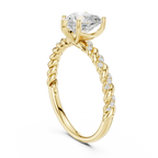 10K White Gold Heart Cut Diamond Twisted Rope Engagement Ring
