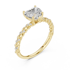 10K White Gold Heart Cut Diamond Twisted Rope Engagement Ring