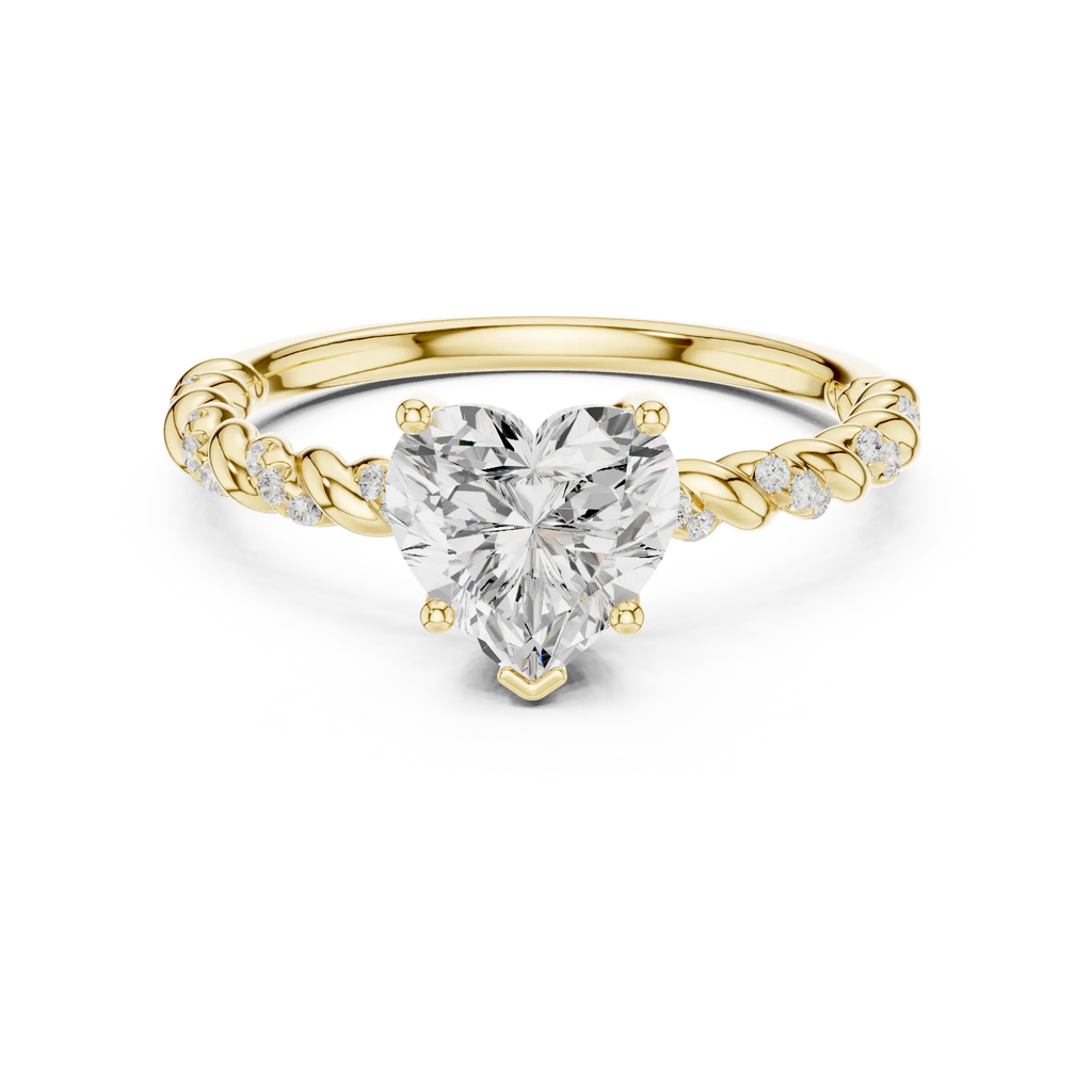 10K White Gold Heart Cut Diamond Twisted Rope Engagement Ring