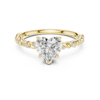 10K White Gold Heart Cut Diamond Twisted Rope Engagement Ring