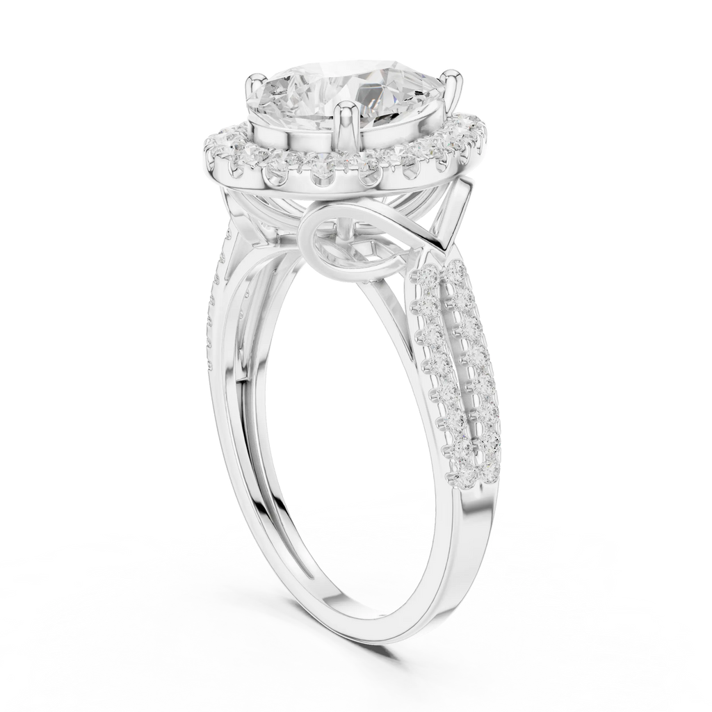 14K Yellow Gold Pear Cut Diamond Halo Engagement Ring