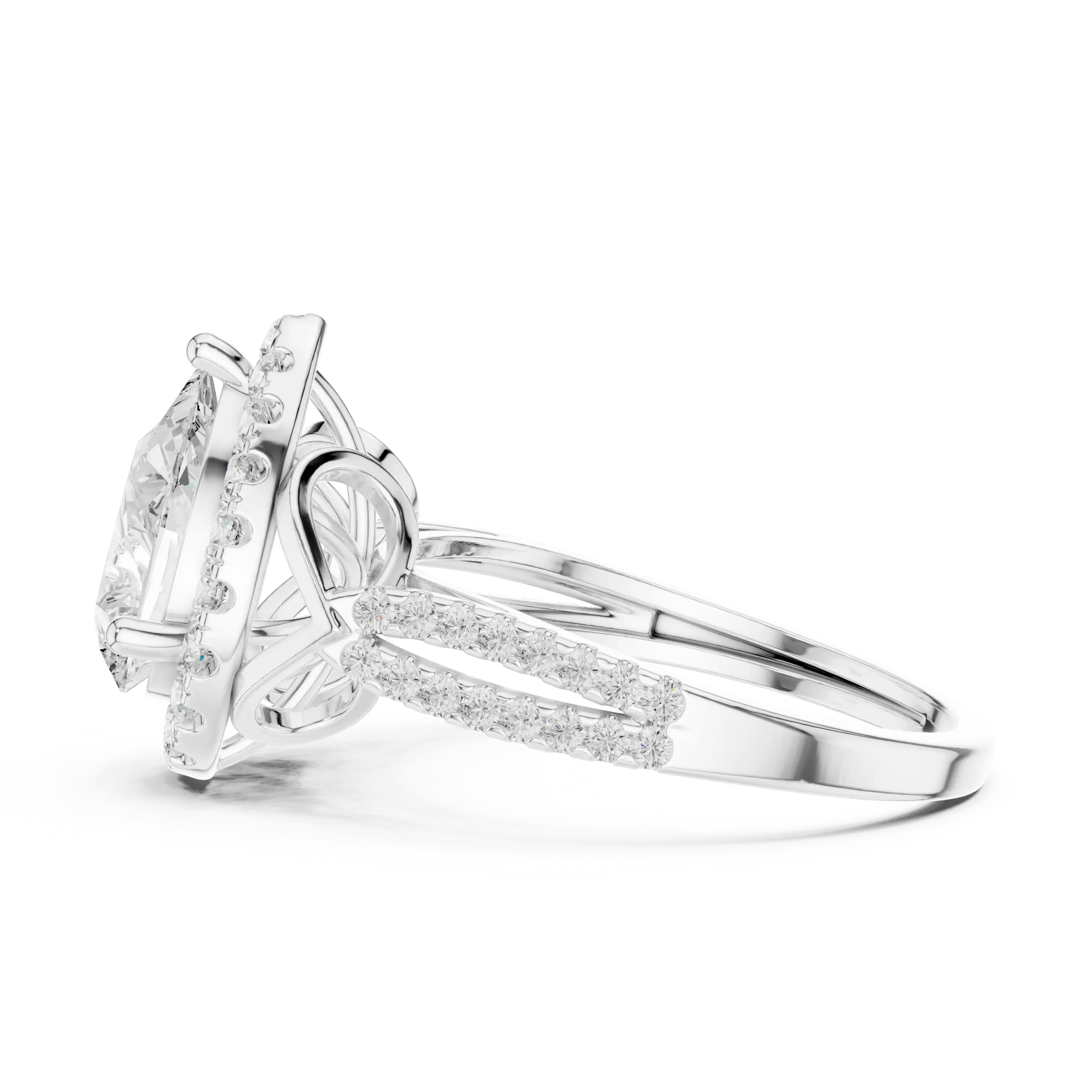 14K Yellow Gold Pear Cut Diamond Halo Engagement Ring