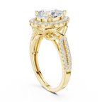 14K Yellow Gold Pear Cut Diamond Halo Engagement Ring