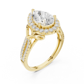 14K Yellow Gold Pear Cut Diamond Halo Engagement Ring