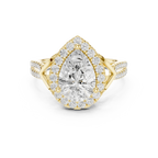 14K Yellow Gold Pear Cut Diamond Halo Engagement Ring