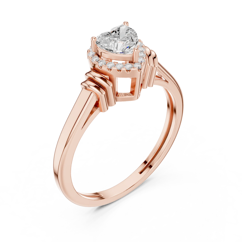 14K White Gold Heart Cut Diamond Halo Engagement Ring