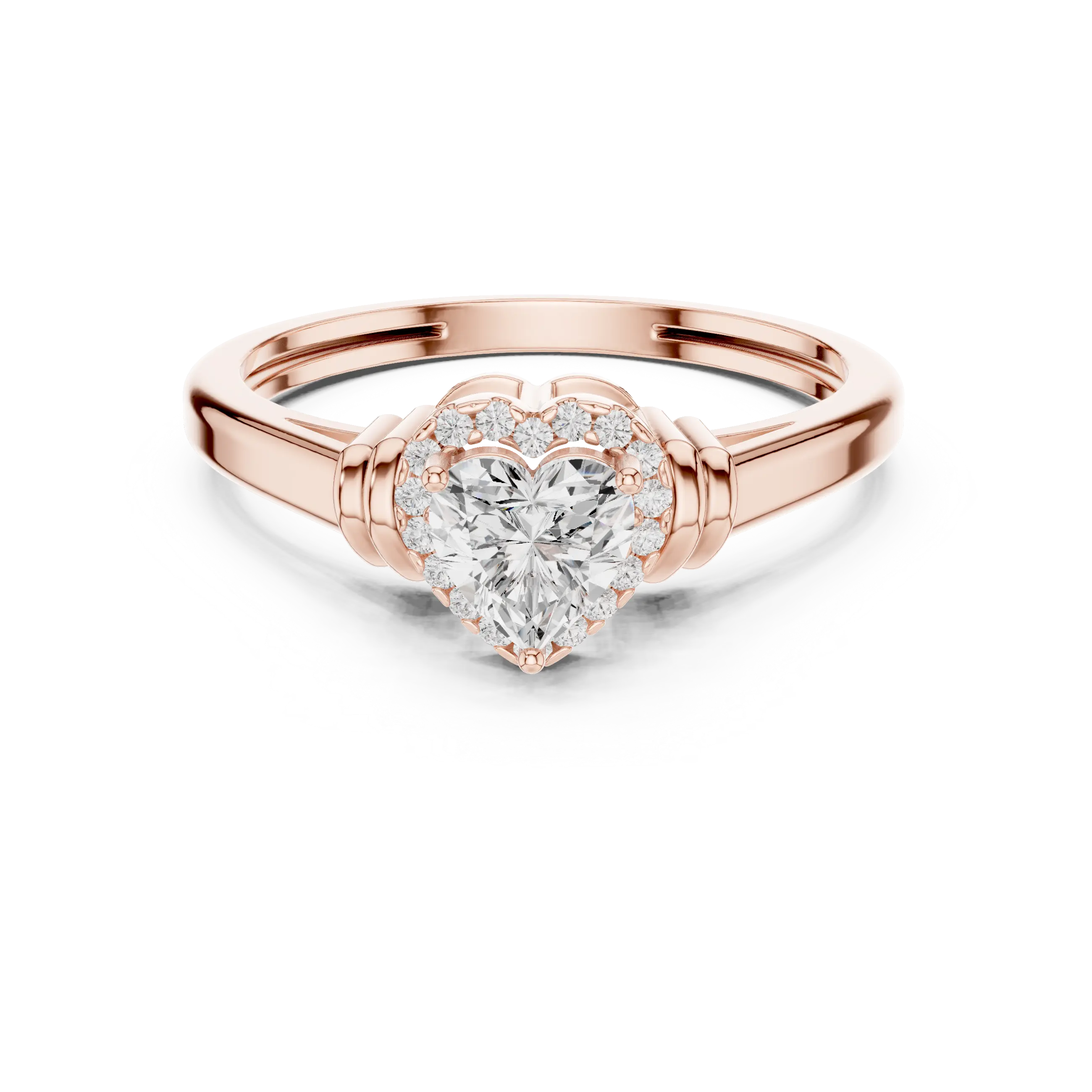 14K White Gold Heart Cut Diamond Halo Engagement Ring
