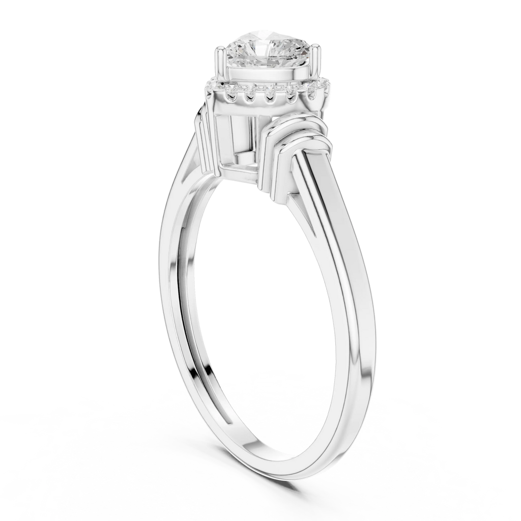 14K White Gold Heart Cut Diamond Halo Engagement Ring